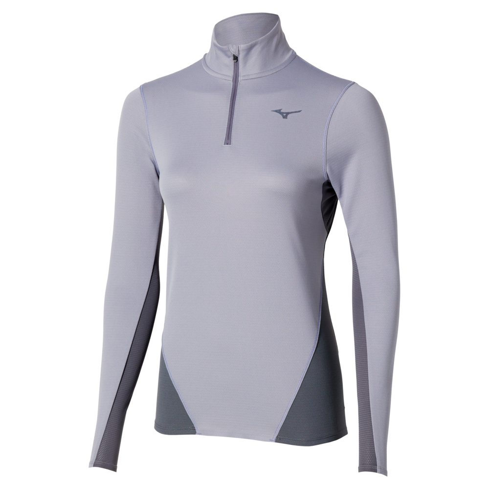 Mizuno Tech Thermal Charge Half Zip Long Sleeve Tee Quicksilver Femme TailleM